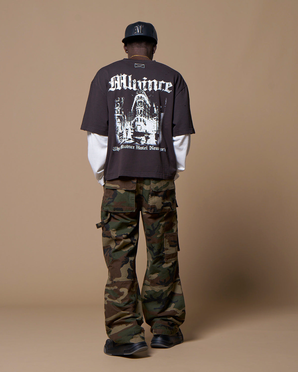 MLV HOTEL LAYERED LS TEE - WASHED BLACK