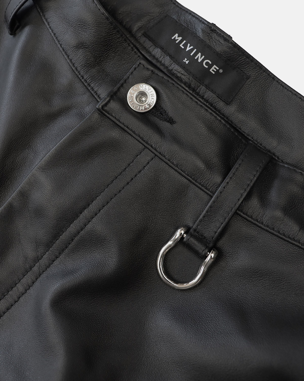 LEATHER CARGO SHORTS - BLACK