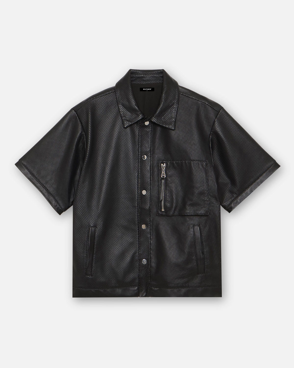 LEATHER S/S SHIRT - BLACK