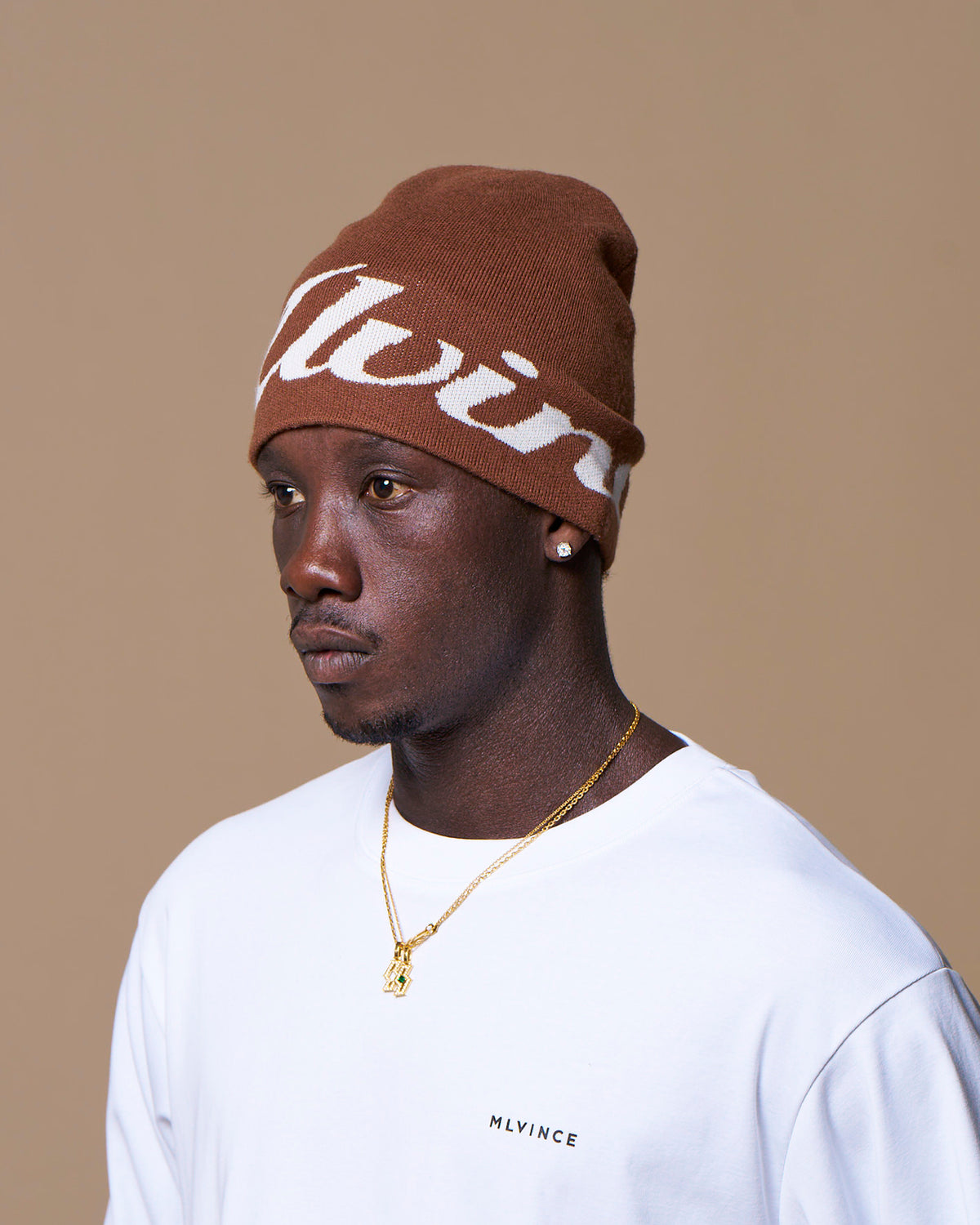 SCRIPT LOGO BEANIE - BROWN