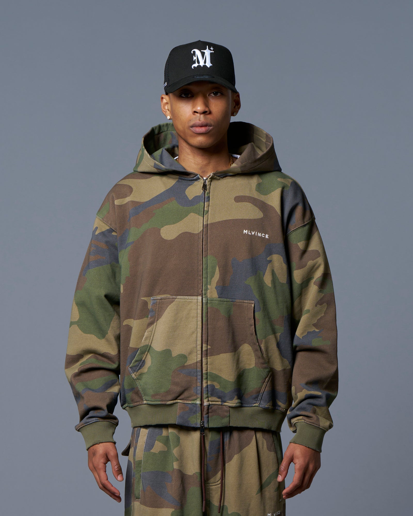 CLASSIC LOGO ZIP UP HOODY - WOODLAND
