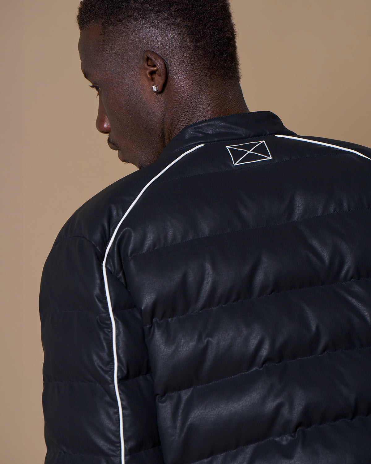 PUFFER BIKER JACKET - BLACK