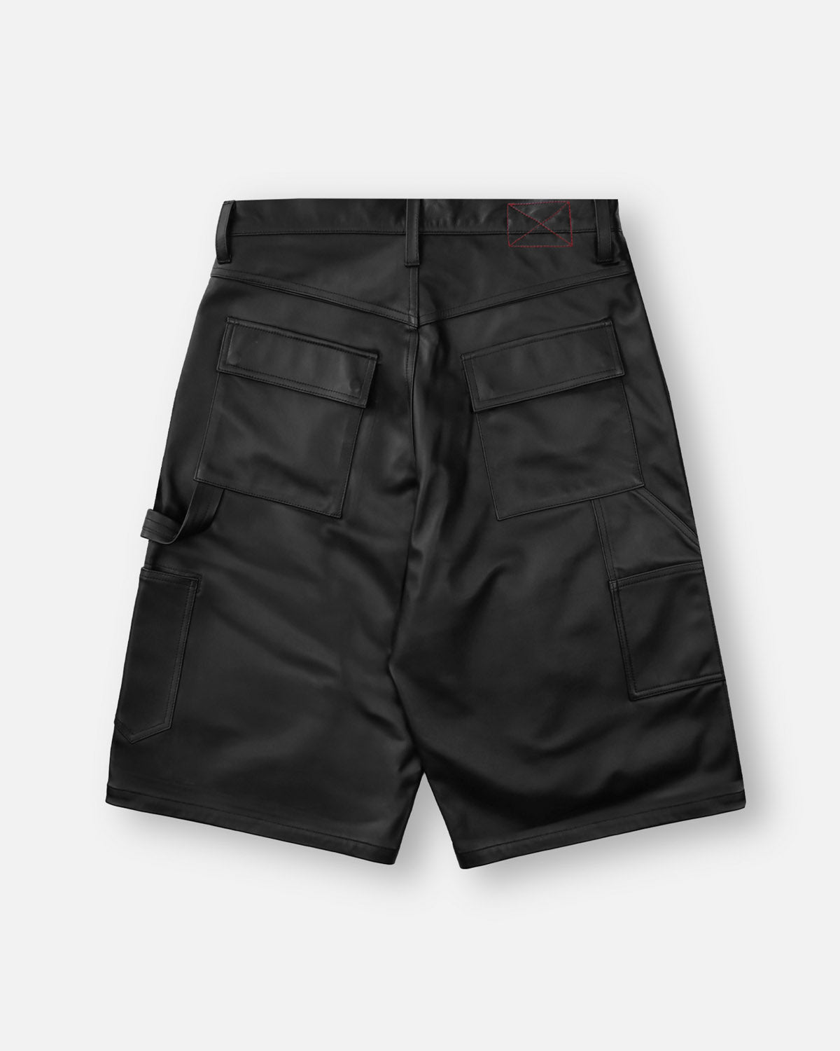 LEATHER CARGO SHORTS - BLACK