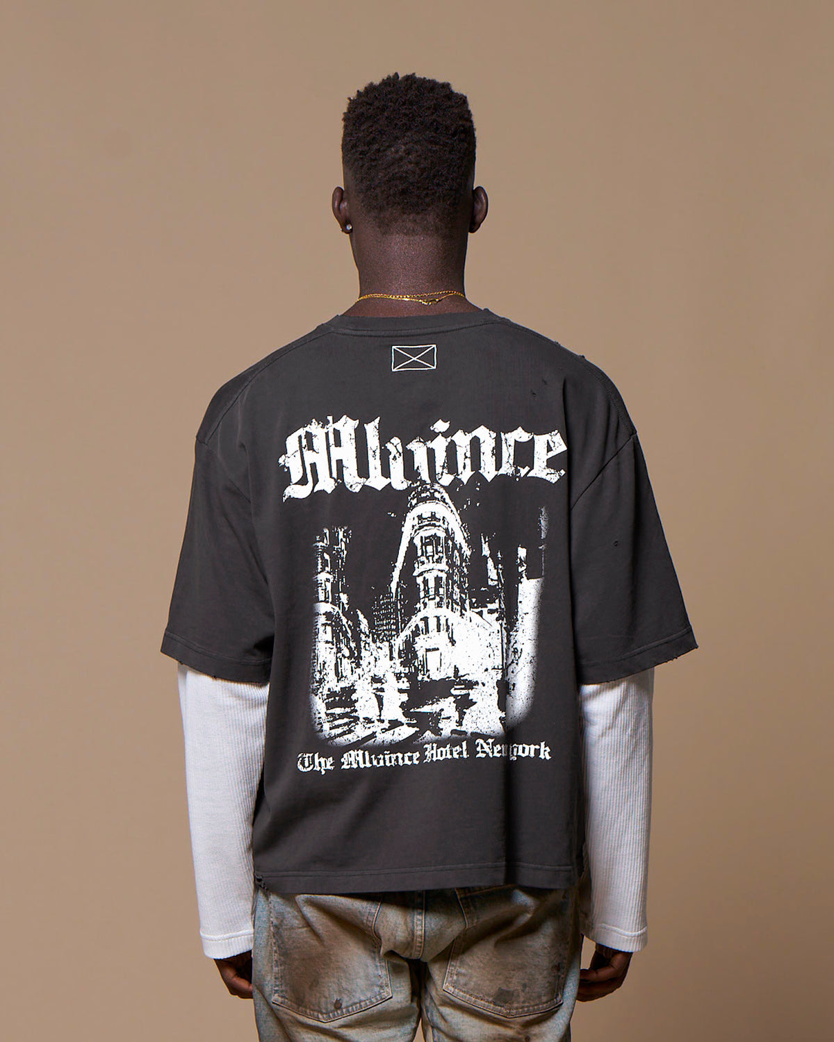MLV HOTEL LAYERED LS TEE - WASHED BLACK