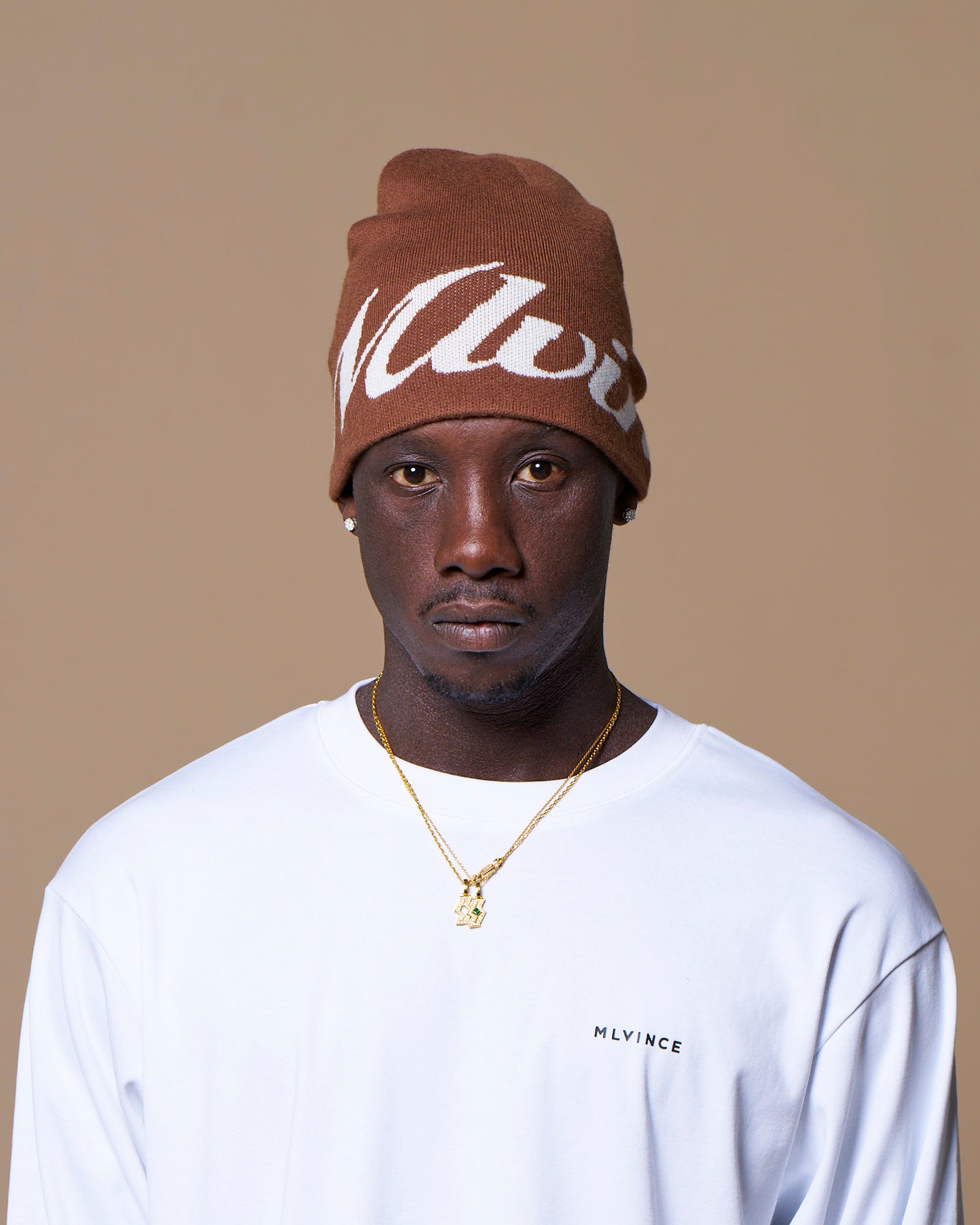 SCRIPT LOGO BEANIE - BROWN