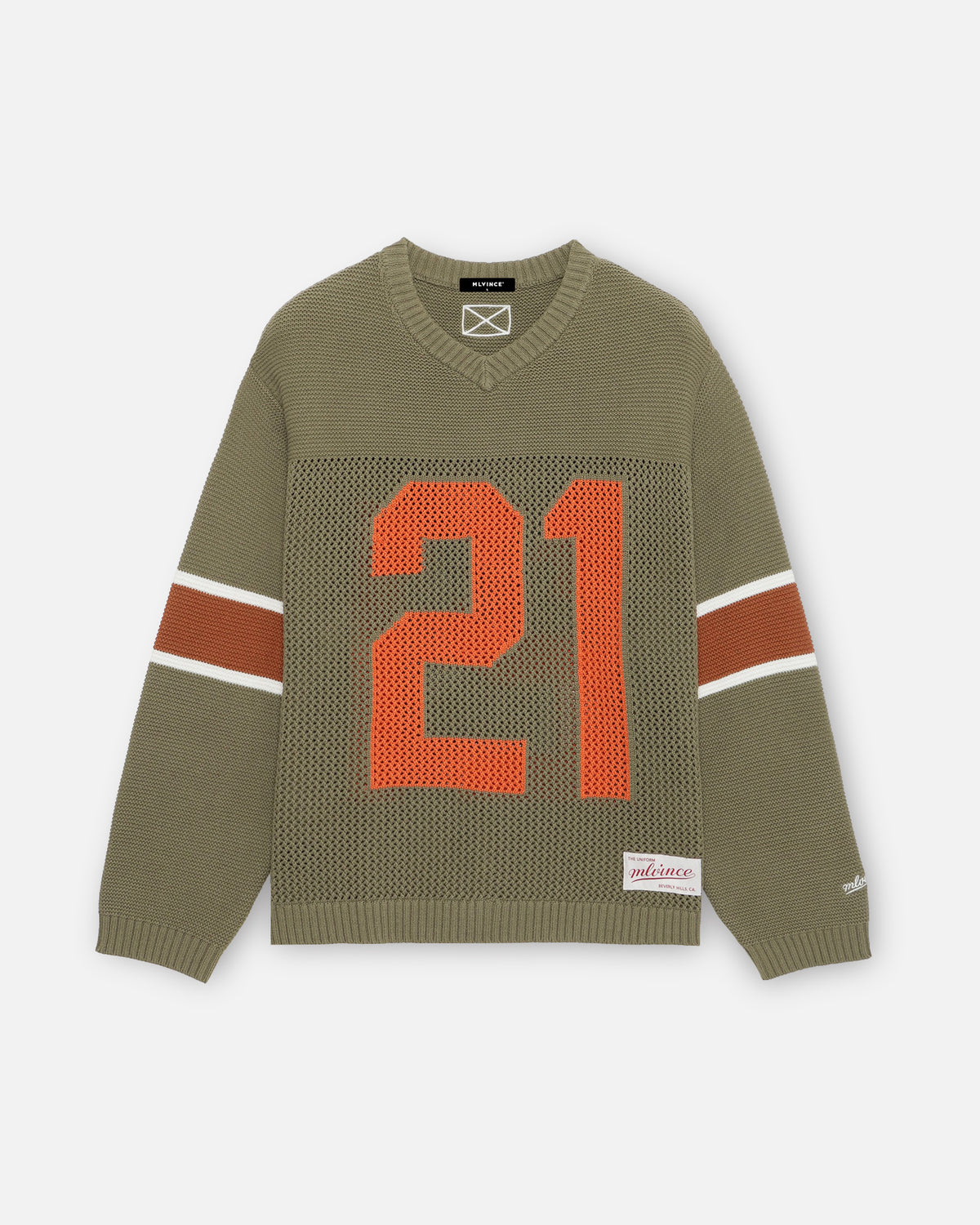 KNIT FOOTBALL TOP - OLIVE